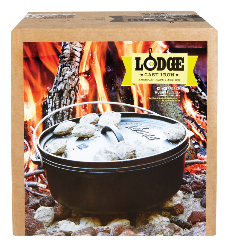 LODGE进口代理批发 Lodge Logic 铸铁荷兰烤箱 12 英寸 6 夸脱 黑色