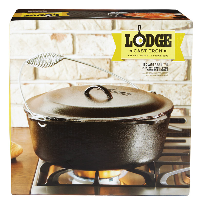 LODGE进口代理批发 Lodge Logic 铸铁荷兰烤箱 12.875 英寸 9 夸脱 黑色