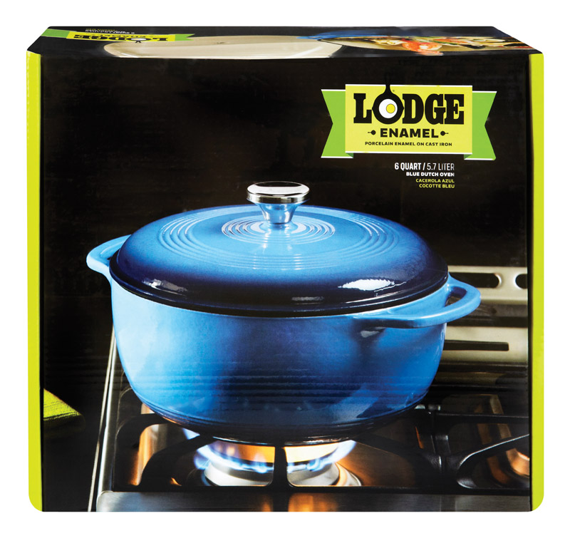 LODGE进口代理批发 Lodge Logic 铸铁荷兰烤箱 10.5 英寸 6 夸脱 蓝色