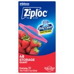 ZIPLOC进口代理批发 Ziploc 1 夸脱透明食品储存袋 48 个/包