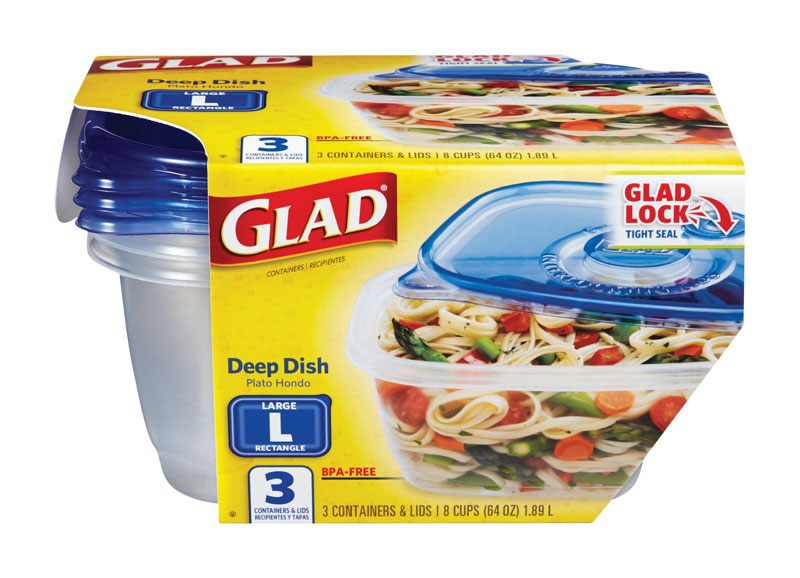 GLAD进口代理批发 Glad 64 盎司透明食品储存容器套装 3 件装