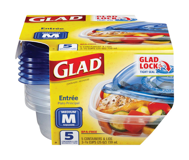 酷牌库|商品详情-GLAD进口代理批发 Glad 25 盎司透明食品储存容器 5 件装