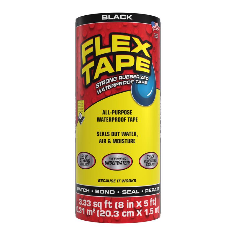 FLEX SEAL FAMILY OF PRODUCTS进口代理批发 Flex Seal 产品系列 Flex Tape 8 英寸宽X 5 英尺长黑色防水修复胶带