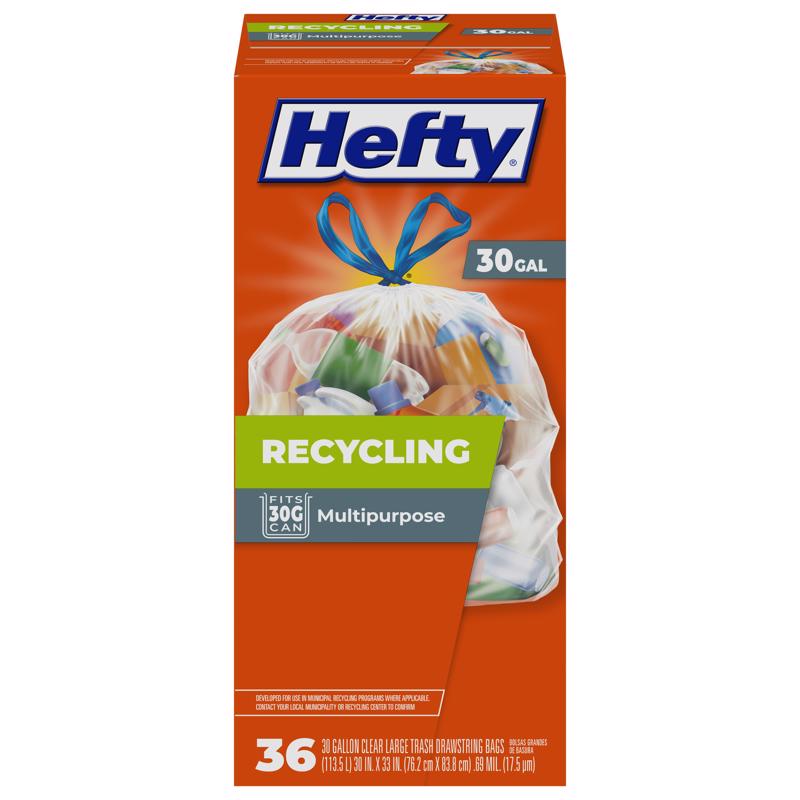 酷牌库|商品详情-HEFTY进口代理批发 Hefty Recycling 30 加仑垃圾袋抽绳 36 个装 069 万