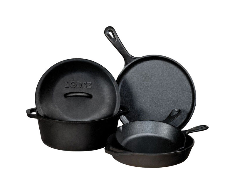 Seasoned Cast-Iron Cookware, 5-Pc. Set