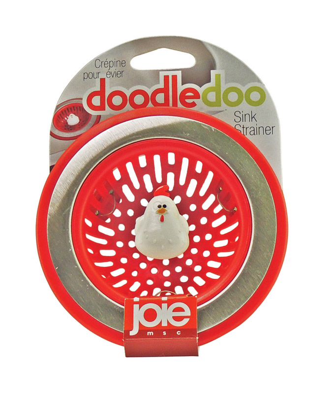 JOIE进口代理批发 Joie Doodldoo Rooster 红色/银色塑料/不锈钢水槽过滤器