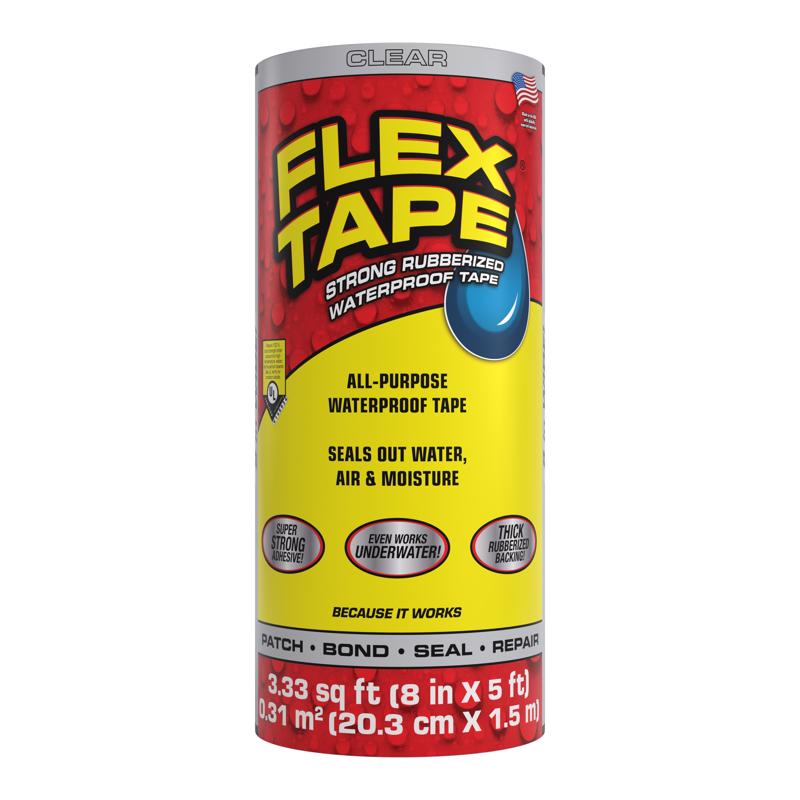 FLEX SEAL FAMILY OF PRODUCTS进口代理批发 Flex Seal 系列产品 Flex Tape 8 英寸宽 X 5 英尺长 透明防水修复胶带