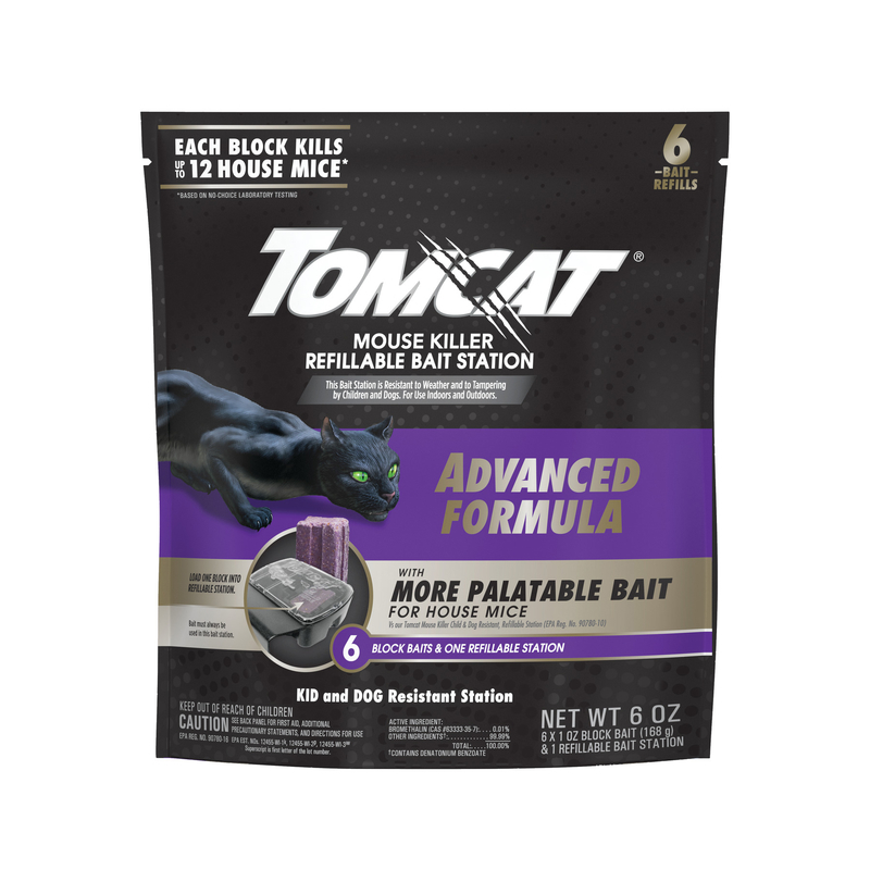 TOMCAT进口代理批发 Tomcat 高级配方小鼠诱饵站和诱饵块 6 盎司 6 包