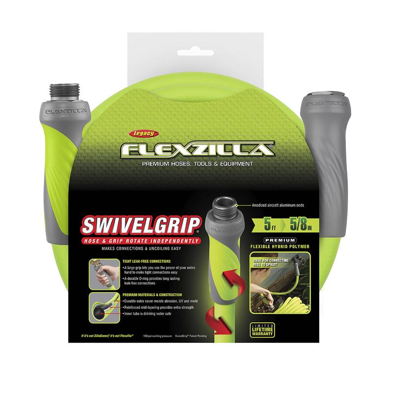 LEGACY进口代理批发 Legacy Flexzilla SwivelGrip 5/8 英寸 DX 5 英尺长重型优质花园软管