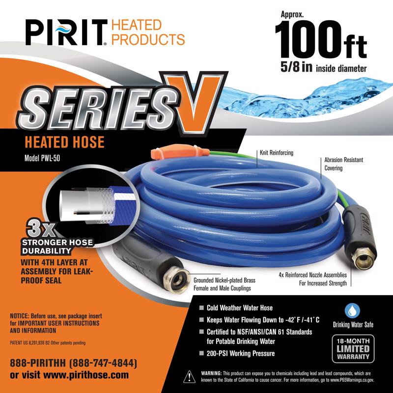 PIRIT进口代理批发 Pirit 系列 V 5/8 英寸 DX 100 英尺长中型加热软管