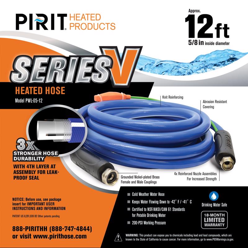 PIRIT进口代理批发 Pirit 系列 V 5/8 英寸 DX 12 英尺 L 中型加热软管