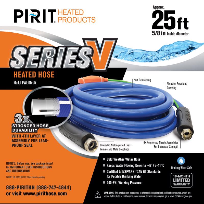 PIRIT进口代理批发 Pirit 系列 V 5/8 英寸 DX 25 英尺 L 中型加热软管