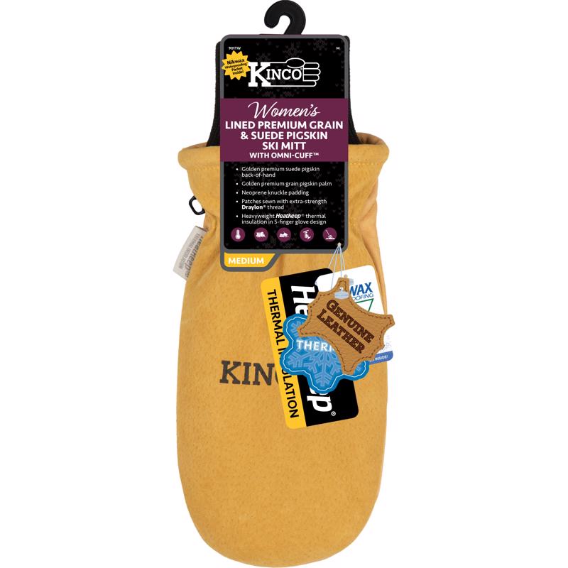 Women's Golden Suede Lined Pig Mittens - Stylish And Warm Hand Protection