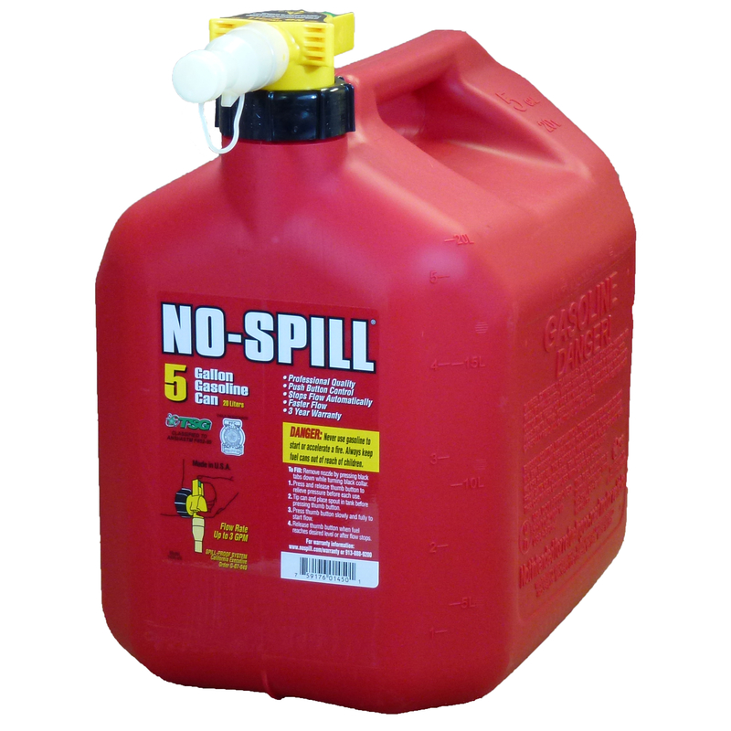 No-Spill Plastic Gas Can 5 gal | PETER&rsquo;S HARDWARE CENTER