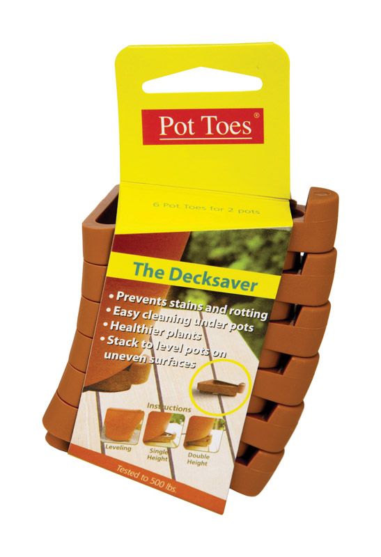 POT TOES进口代理批发 盆栽脚趾 The Decksaver 1 英寸 HX 2 英寸 WX 3 英寸 D 塑料花盆脚 陶土色