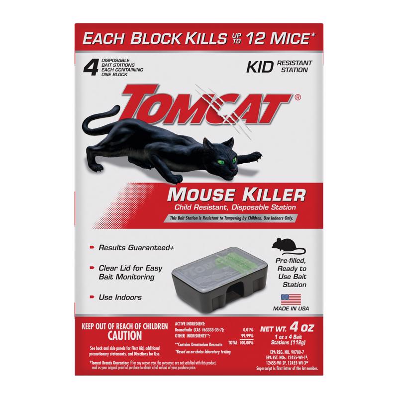 Tomcat Bait Station and Bait Blocks For Mice 4 oz 4 pk