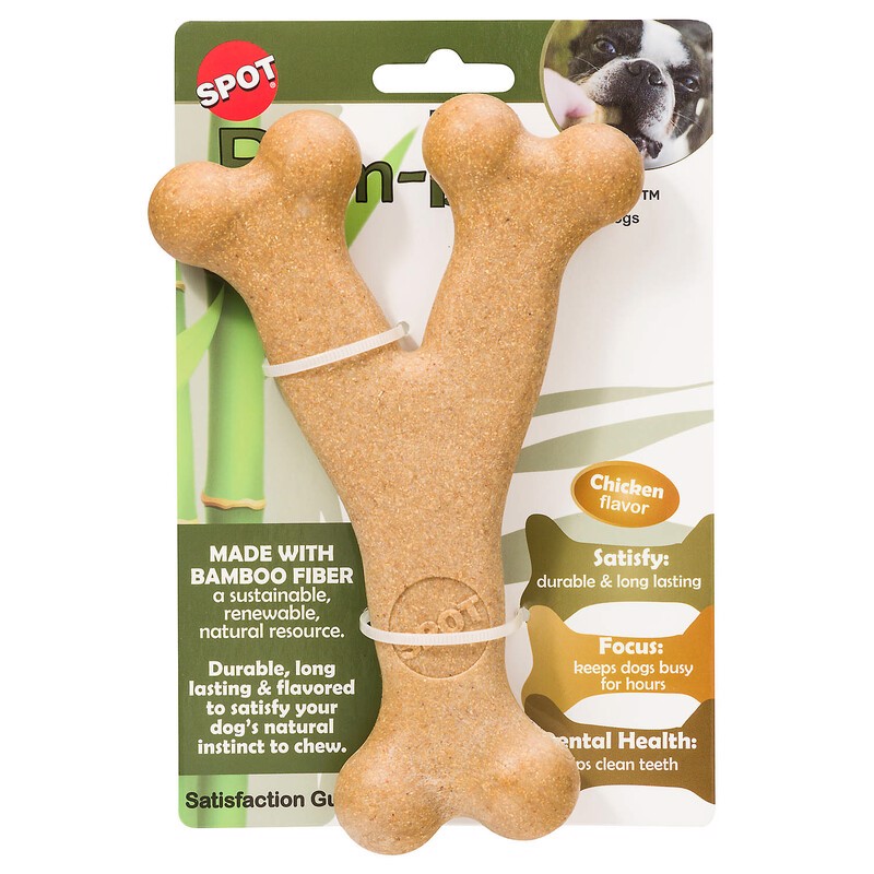 SPOT Spot Bam bones Brown Bamboo Fibers Chicken Flavor Wish Bone Dog Toy 1 pk PETER S HARDWARE CENTER