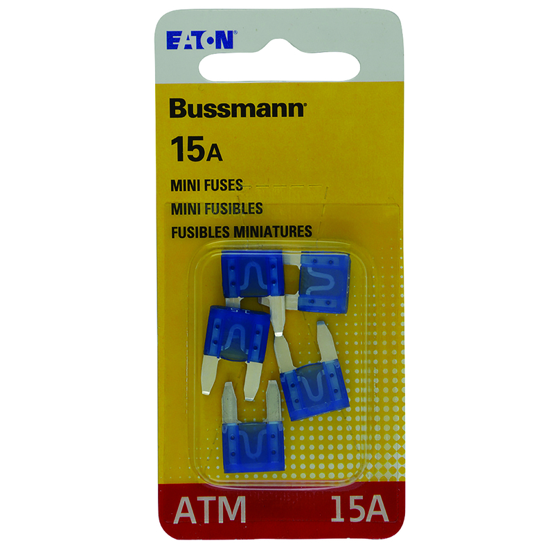 BUSSMANN进口代理批发 Bussmann 15 安培 ATM 蓝色刀片保险丝 5 件装