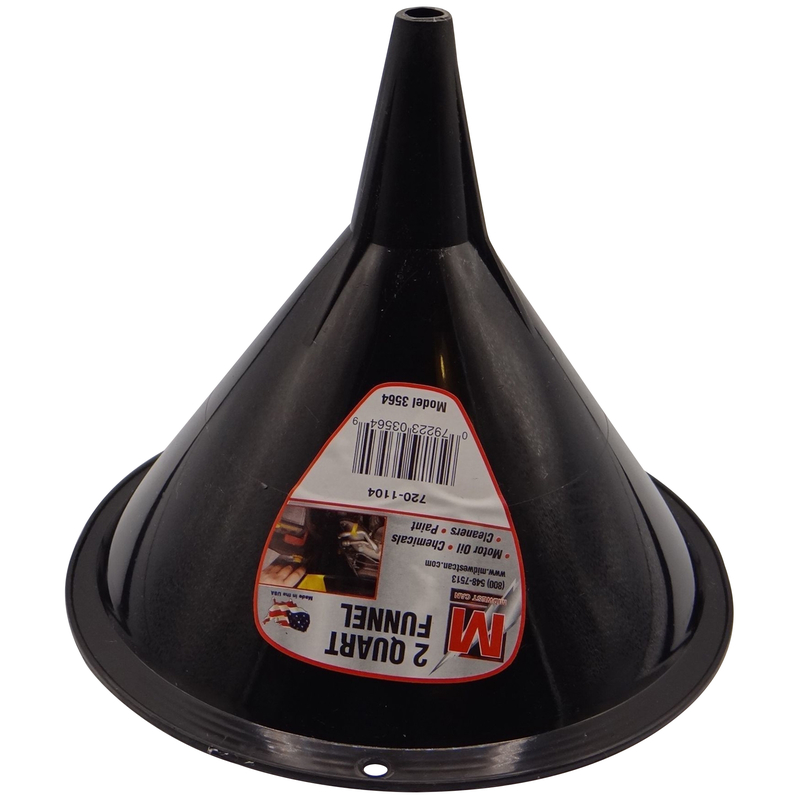 Midwest Can Black 7 in. H Polyethylene 2 qt Funnel