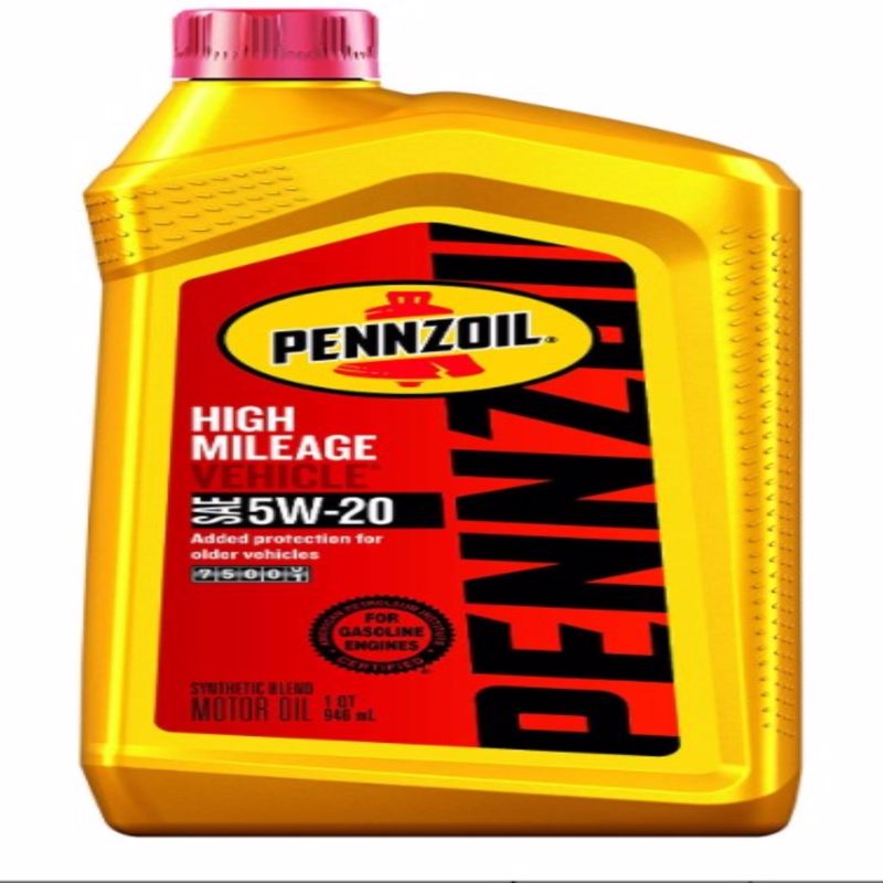 PENNZOIL进口代理批发 Pennzoil High Mileage 5W-20 汽油合成混合机油 1 夸脱 1 包