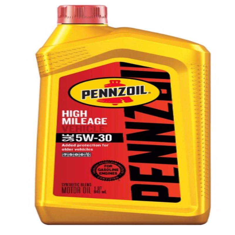 PENNZOIL进口代理批发 Pennzoil 高里程车辆 5W-30 合成混合机油 1 夸脱 1 包