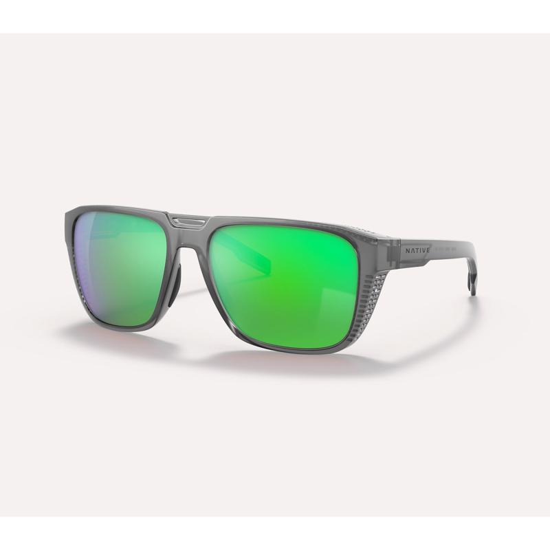 Native Mammoth Sunglasses Unisex Matte Smoke Crystal Frame Green Lens Polarized Blue Light Blocking