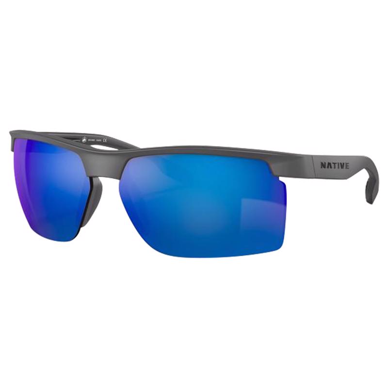 Native Ridge-Runner Sunglasses Unisex Matte Granite Frame Blue Lens Polarized Blue Light Blocking