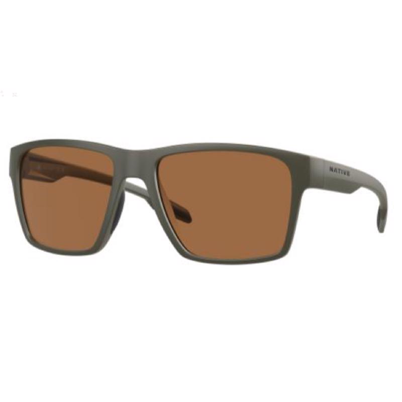 Native Breck Sunglasses Unisex Matte Olive Frame Brown Lens Polarized Blue Light Blocking