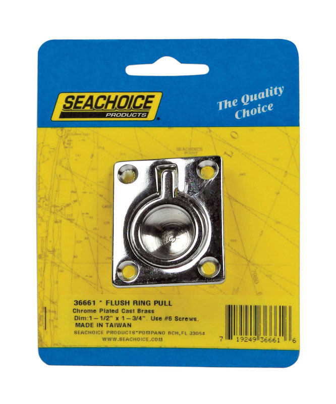 SEACHOICE进口代理批发 Seachoice 镀铬黄铜 1-3/4 英寸 LX 1-1/2 英寸宽 齐平拉环 1 个/包