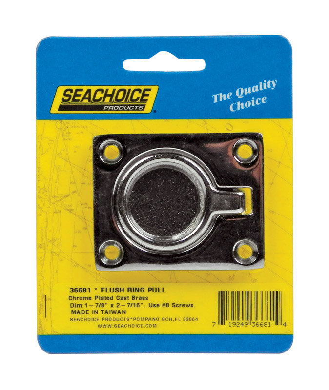 SEACHOICE进口代理批发 Seachoice 镀铬黄铜 2-1/2 英寸 LX 1-7/8 英寸宽 齐平拉环 1 个/包