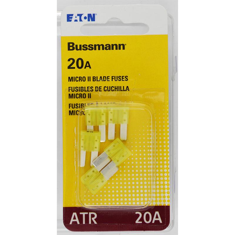 BUSSMANN进口代理批发 Bussmann 20 安培 ATR 黄色刀片保险丝 1 件装