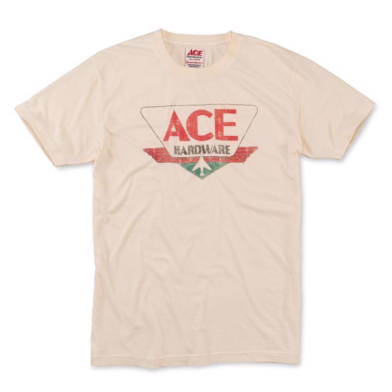 ACE VINTAGE THREADS进口代理批发 Ace Vintage Threads S 短袖男式圆领奶油色 T 恤