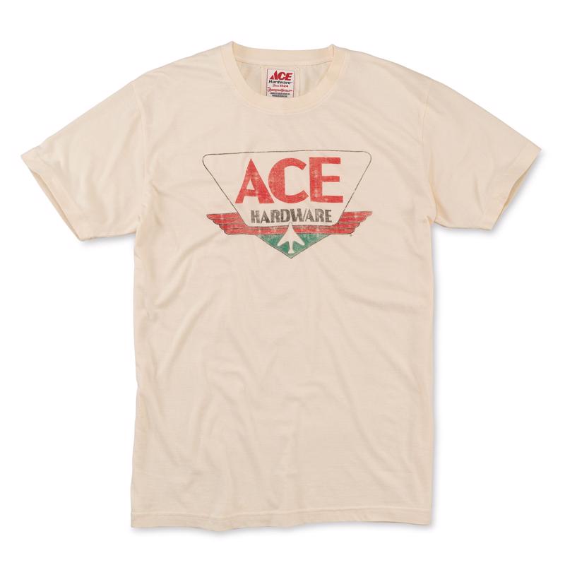 ACE VINTAGE THREADS进口代理批发 Ace Vintage Threads M 短袖男式圆领奶油色 T 恤