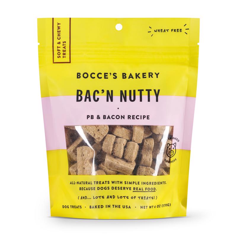 BOCCE'S进口代理批发 Bocce's Bac N' Nutty PB 和培根狗咀嚼片 6 盎司