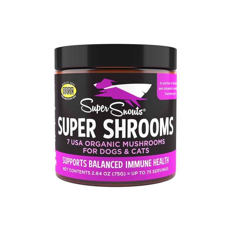 SUPER SNOUTS进口代理批发 Super Snouts Super Shrooms 猫/狗消化助剂 2.64 盎司