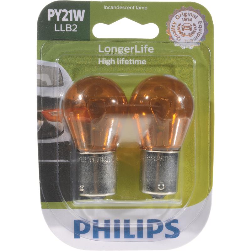 PHILIPS进口代理批发 飞利浦 LongerLife 白炽备用/转弯/停止/转向微型汽车灯泡 PY21WLLB2