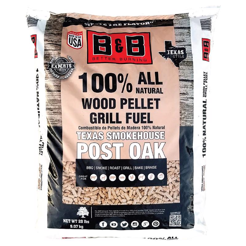 B&B 20 LB. POST OAK SMOKING PELLETS进口代理批发 B&B Texas Smokehouse 硬木颗粒全天然橡木 20 磅