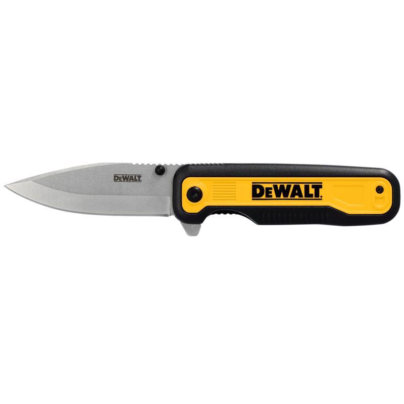 DEWALT进口代理批发 DEWALT 黑色/黄色 7Cr 不锈钢 7.8 英寸袋装刀