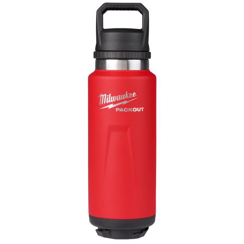 Milwaukee Packout 36 Oz. Red Insulated Bottle With Chug Lid - Durable & Versatile