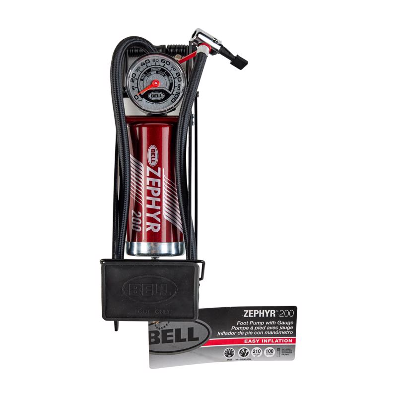 Zephyr Multi-Sport and Bicycle Foot Pump with Durable Base and Pressure Gauge