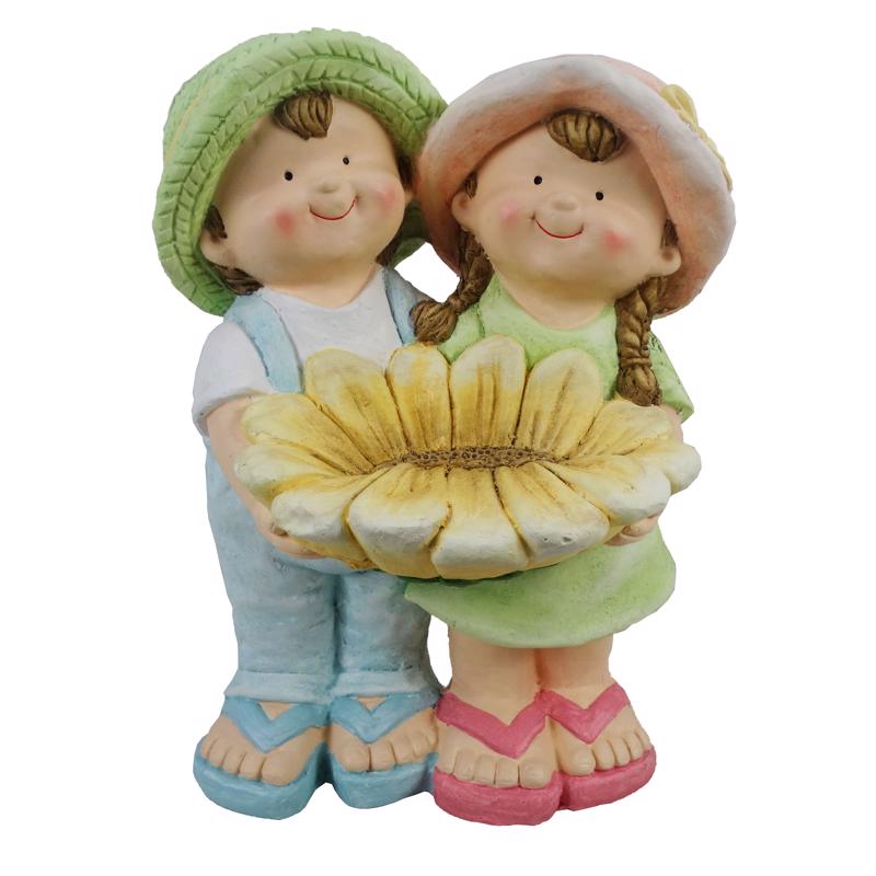 Alpine Resin/Stone Multi-color 14 in. Statuary
