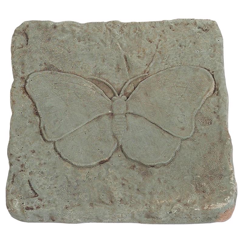 Athens Stonecasting Beige/Brown Concrete 2 in. H X 12 in. L X 12 in. W Butterfly Stepping Stone