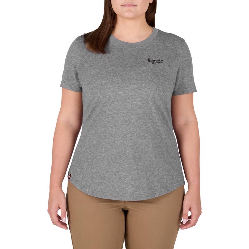 Milwaukee Freeflex L Short Sleeve Women's Round Neck Gray Tee Shirt