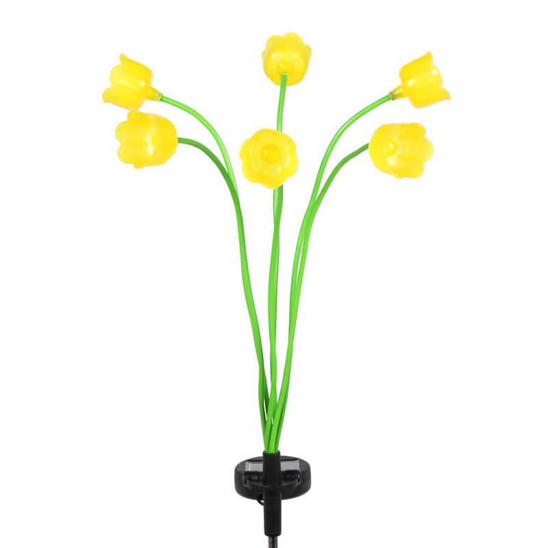 Exhart Yellow Metal/Plastic 27 in. H Flower Spray Solar Garden Stake