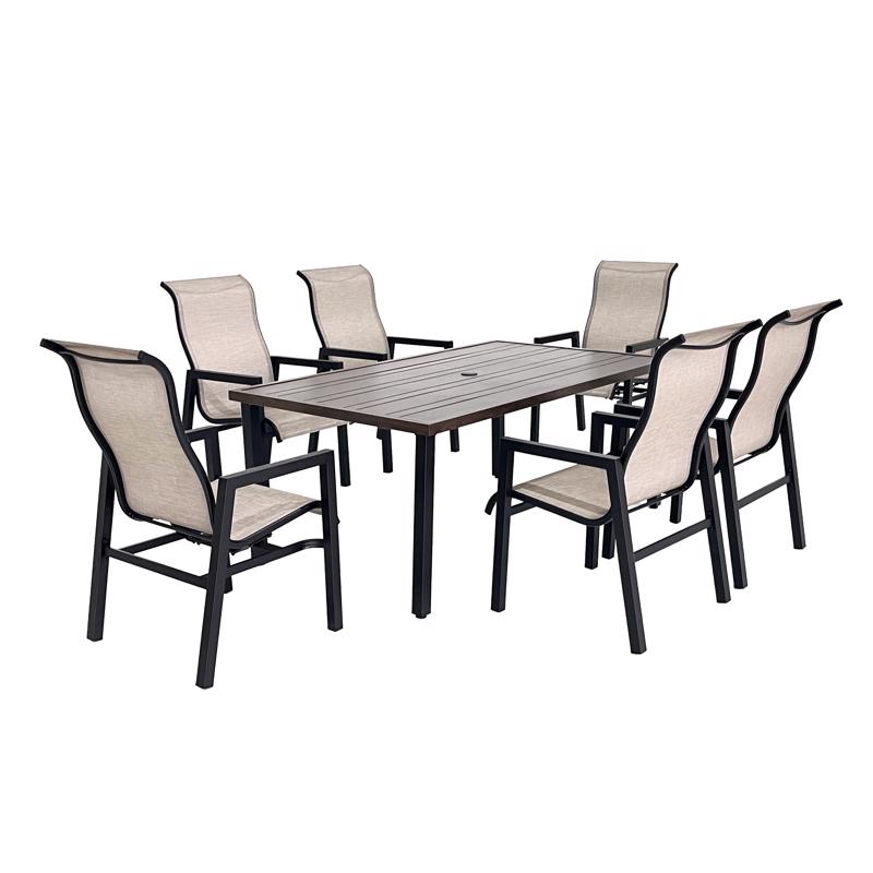 Living Accents Harston 7 pc Brown Steel Sling Dining Set