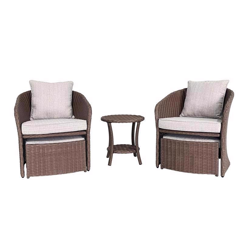 Living Accents Ashton 5 pc Brown Steel Casual Chat Set Gray Reversible Cushion