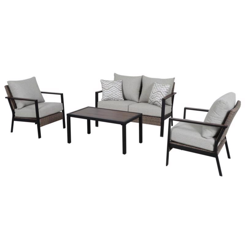 Living Accents Rhett 4 pc Black Steel Contemporary Patio Set Tan