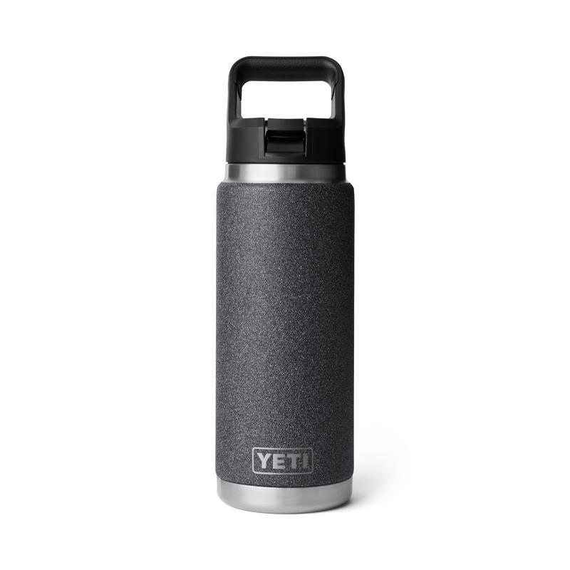YETI Rambler 26 oz Black Stone BPA Free Bottle with Straw Cap