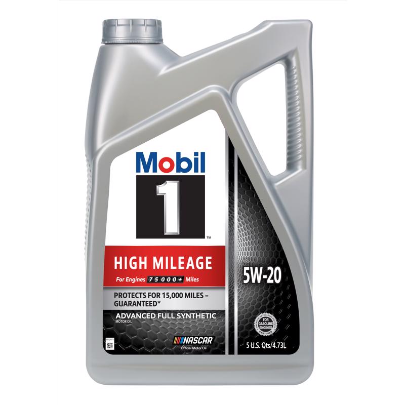1 High Mileage 5w-20 Full Synthetic Motor Oil, 5 Quart Bottle