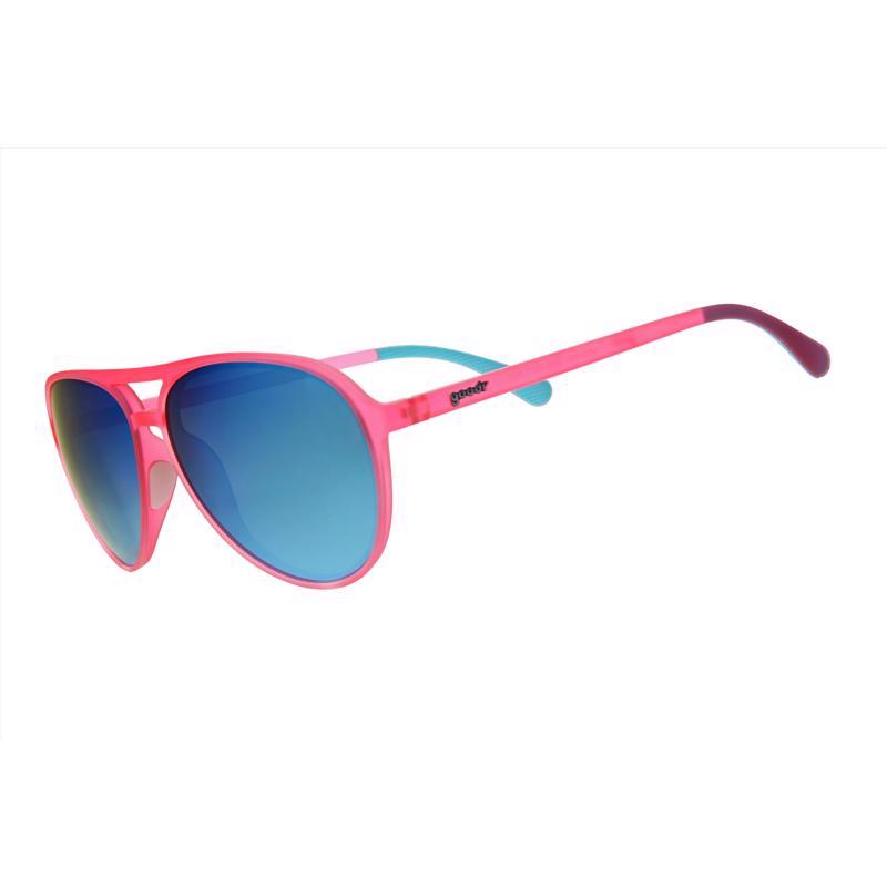 goodr Mach G - Carl Is My Co-Pilot Unisex Pink Frame Blue Lens Polarized Sunglasses